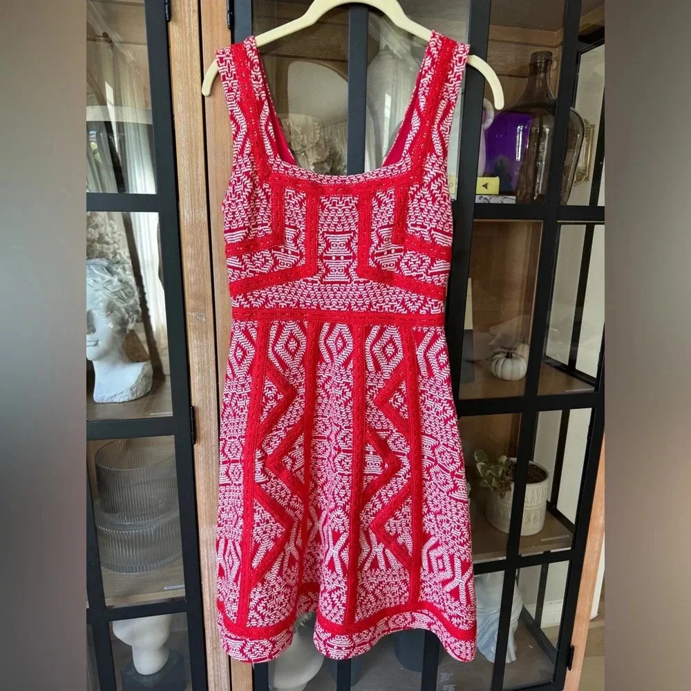 Anthropologie Maeve dress knee length midi embroidered eyelet sleeveless emma